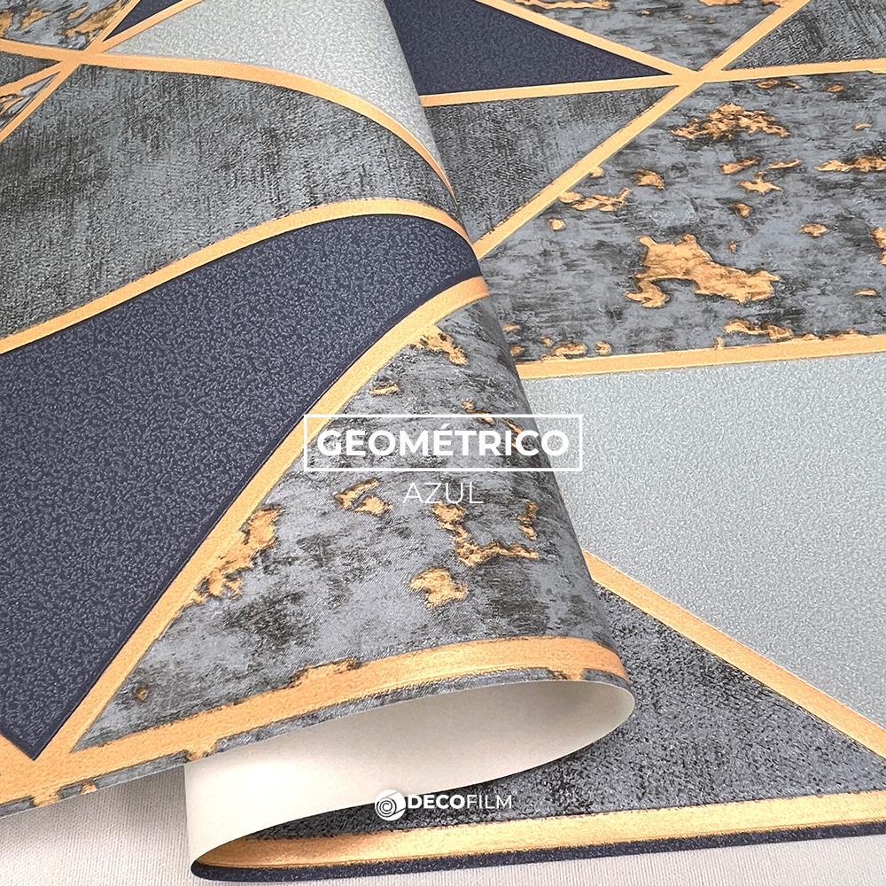 Foto 2 | Papel Tapiz Deco Film Geométrico Azul