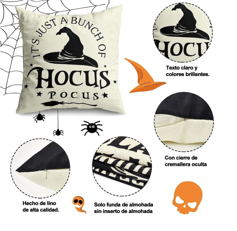 Foto 3 | Set de Cuatro Fundas de Cojín Halloween 45 x 45