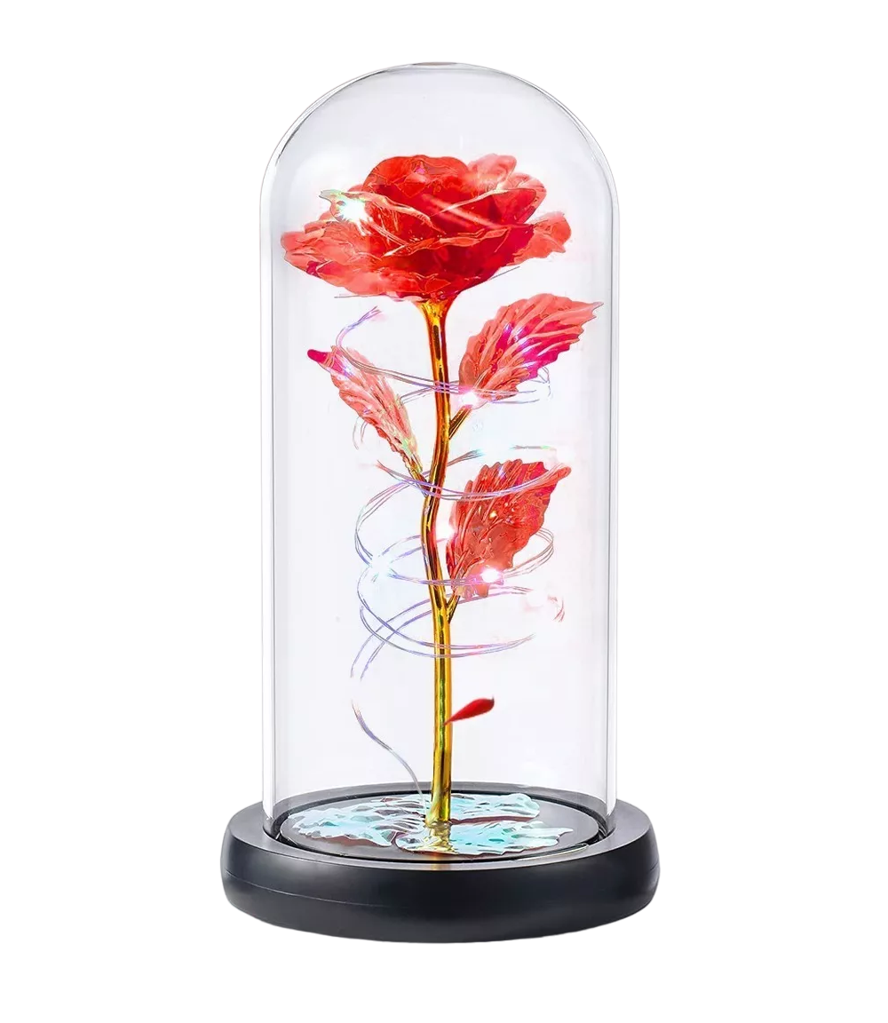 Foto 1 | Rosa Eterna Artificial Belug Roja con Luz Led y Encapsulada Cristal