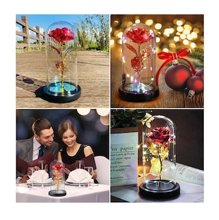 Foto 3 | Rosa Eterna Artificial Belug Roja con Luz Led y Encapsulada Cristal