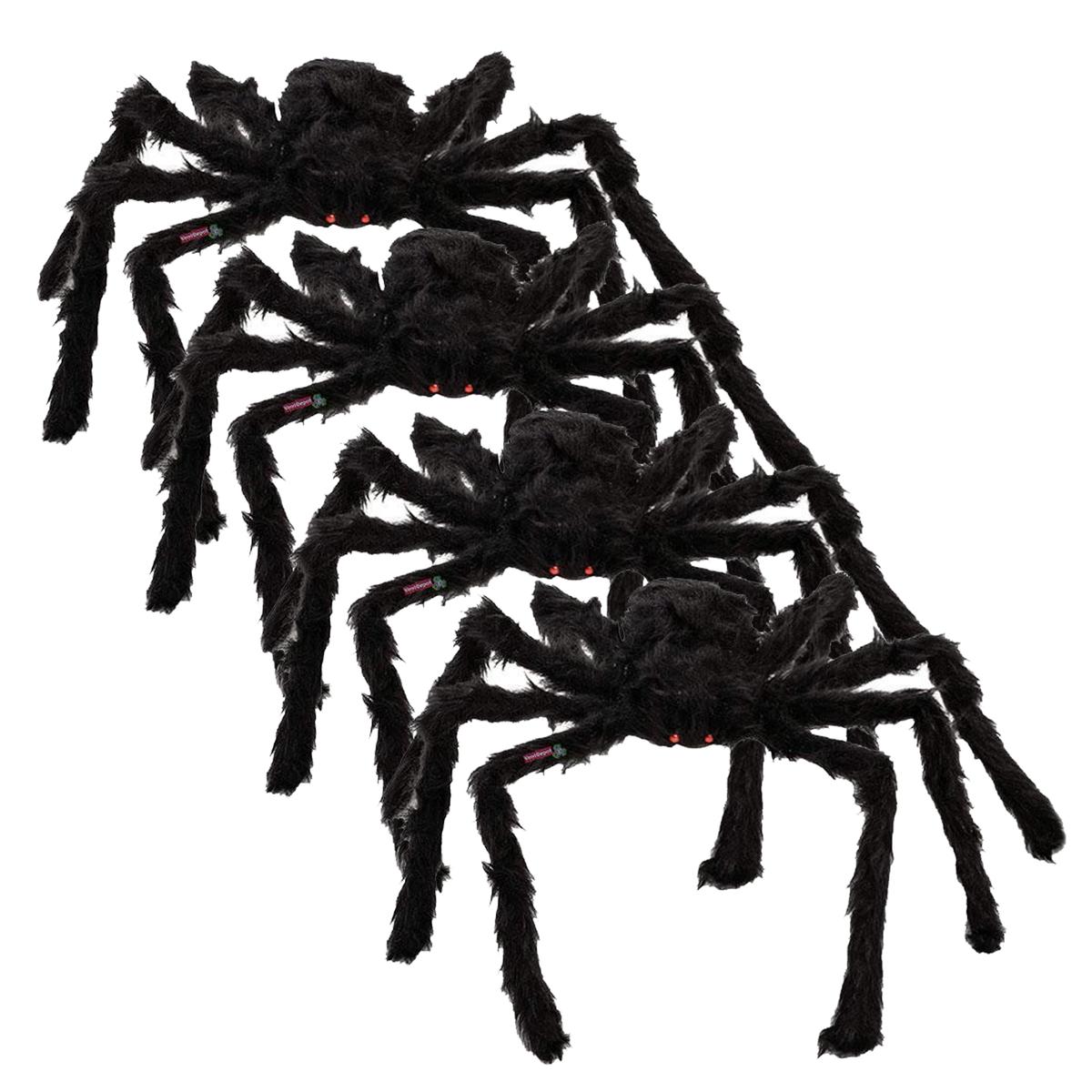Foto 1 | Venta de Arañas Peludas para Decoración SmileFun MXSRP-009 color Negro 4 PZAS 75 CM de Alambre y Tela de Poliéster