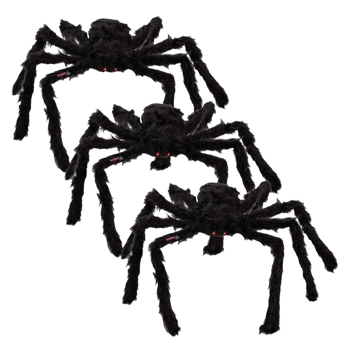 Venta de Arañas Peludas para Decoración SmileFun MXSRP-008 color Negro 3 PZAS 75 CM de Alambre y Tela de Poliéster