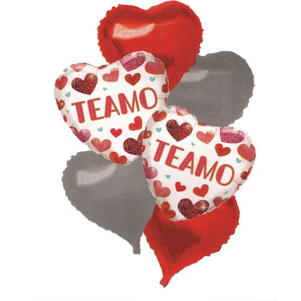 Kit 5 Globos Metalizados Corazones Te Amo Tipo Corazones