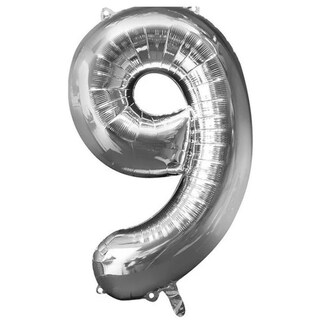 Foto 1 | Globo Metálico de Número Nueve Gigante 80cm Plateado
