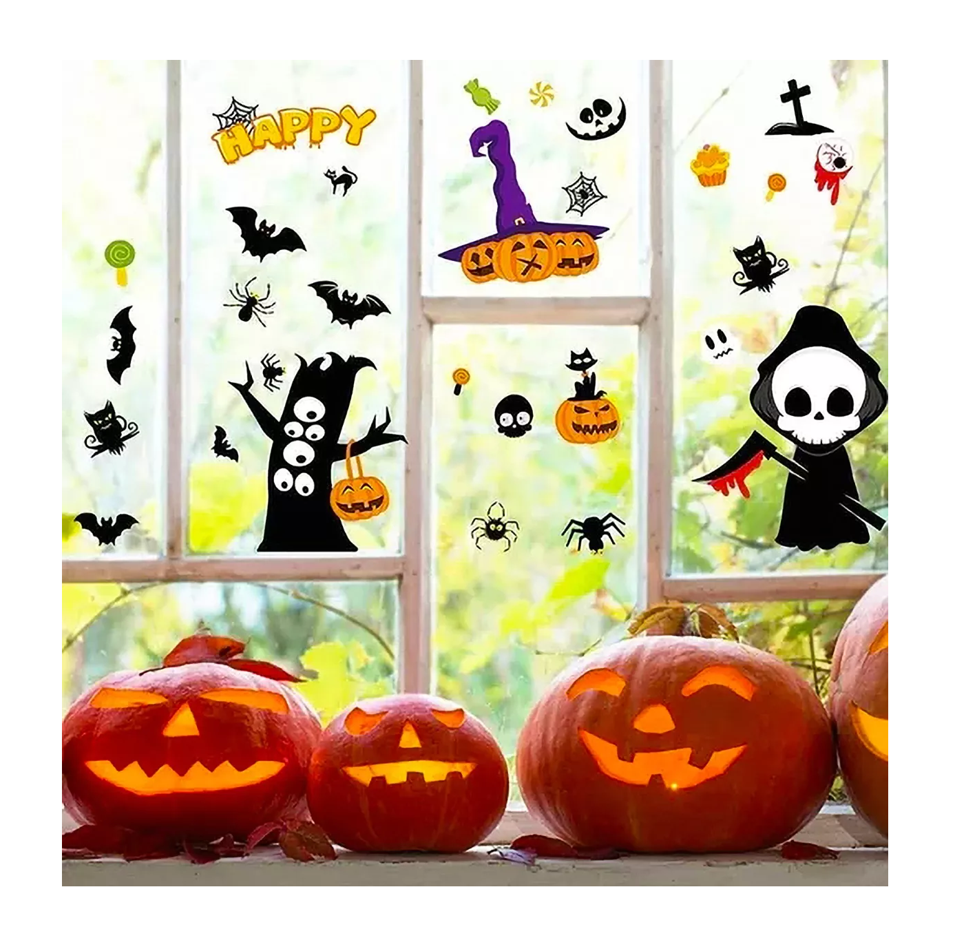 Foto 6 pulgar | Vinilo Decorativo Halloween para Ventanas Lab.G 126 Piezas