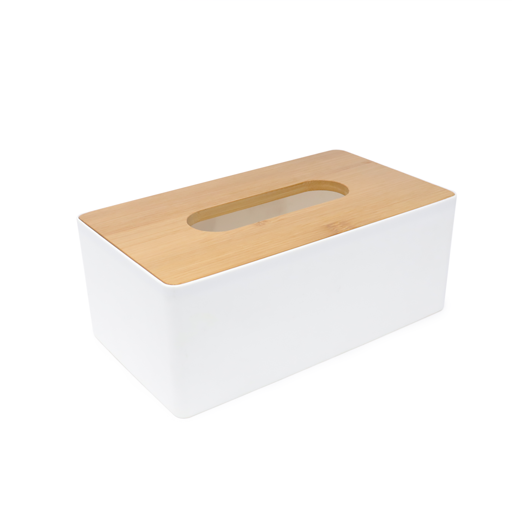 Foto 2 pulgar | Caja para Pañuelos Ideën Rectangular Blanca con Tapa de Bambú