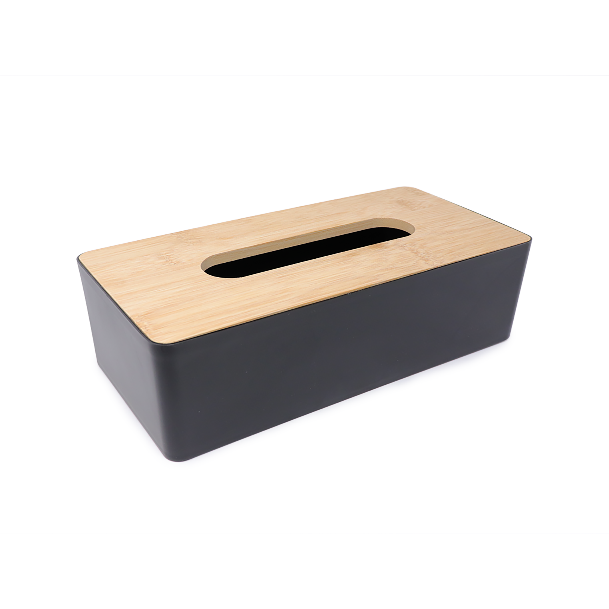 Caja para Pañuelos Ideën Rectangular Negro con Tapa de Bambú