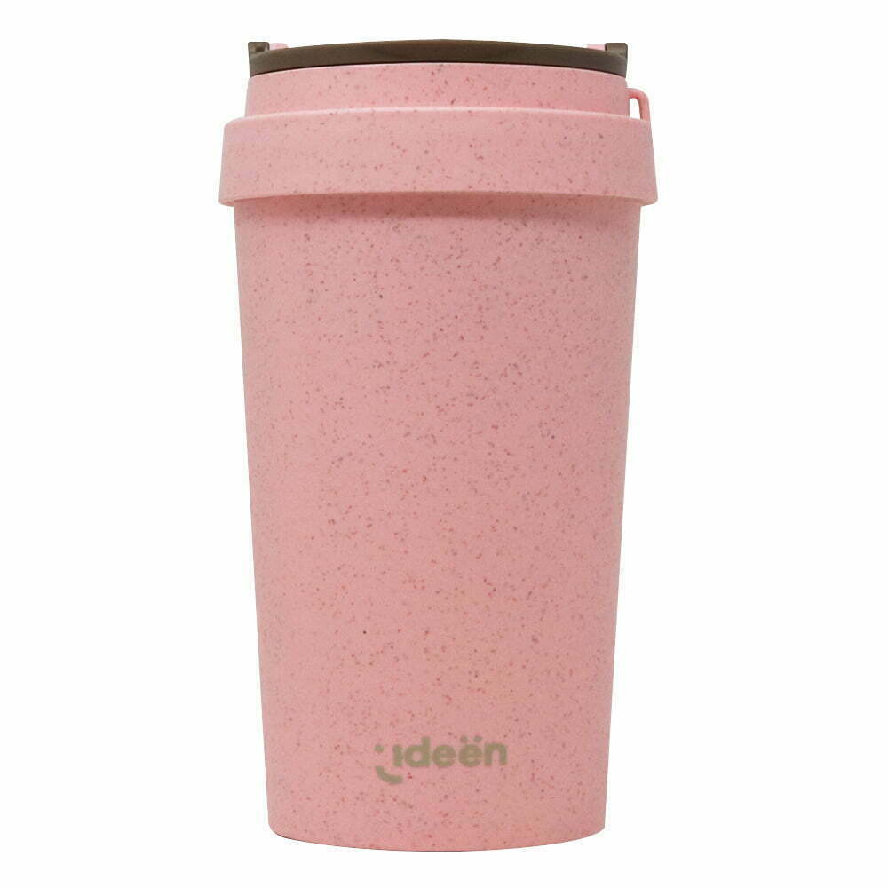 Termo Ecofriendly de Paja de Trigo Rosa 400ml - Bebidas Conscientes y con Estilo