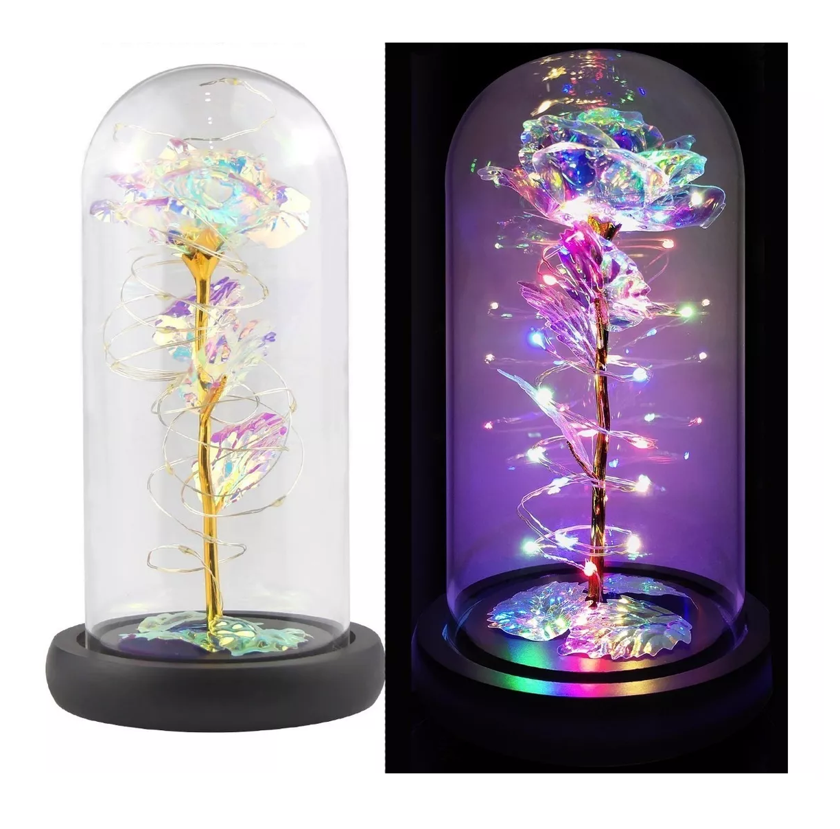 Foto 4 | Botella Flor Rosa Eterna con Luz Led Multicolor