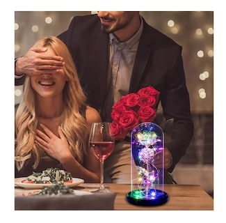 Foto 5 | Botella Flor Rosa Eterna con Luz Led Multicolor