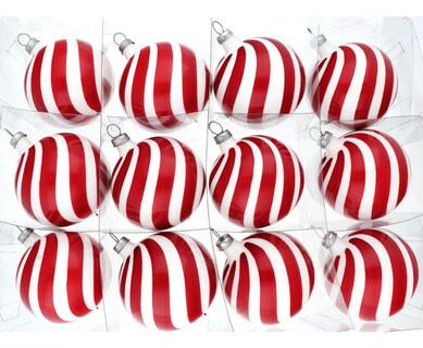 Foto 1 | Esferas de Navidad Caramelo Funbu Rojo con Blanco 12 Piezas