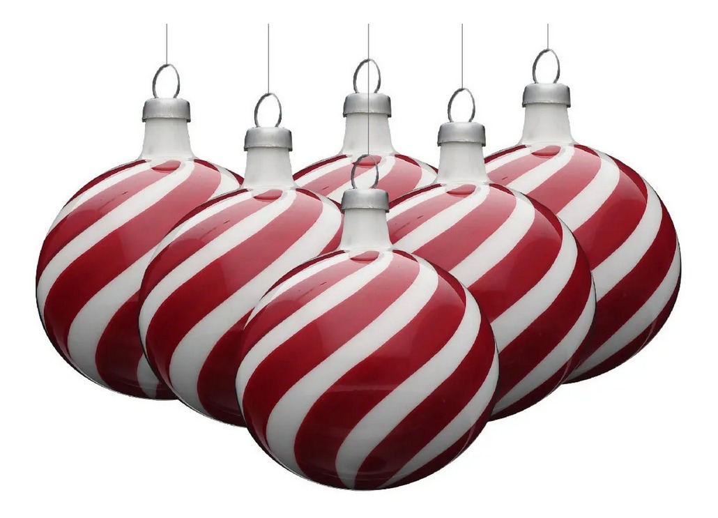 Foto 5 pulgar | Esferas de Navidad Caramelo Funbu Rojo con Blanco 12 Piezas