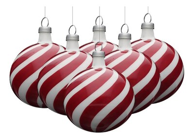 Foto 4 | Esferas de Navidad Caramelo Funbu Rojo con Blanco 12 Piezas