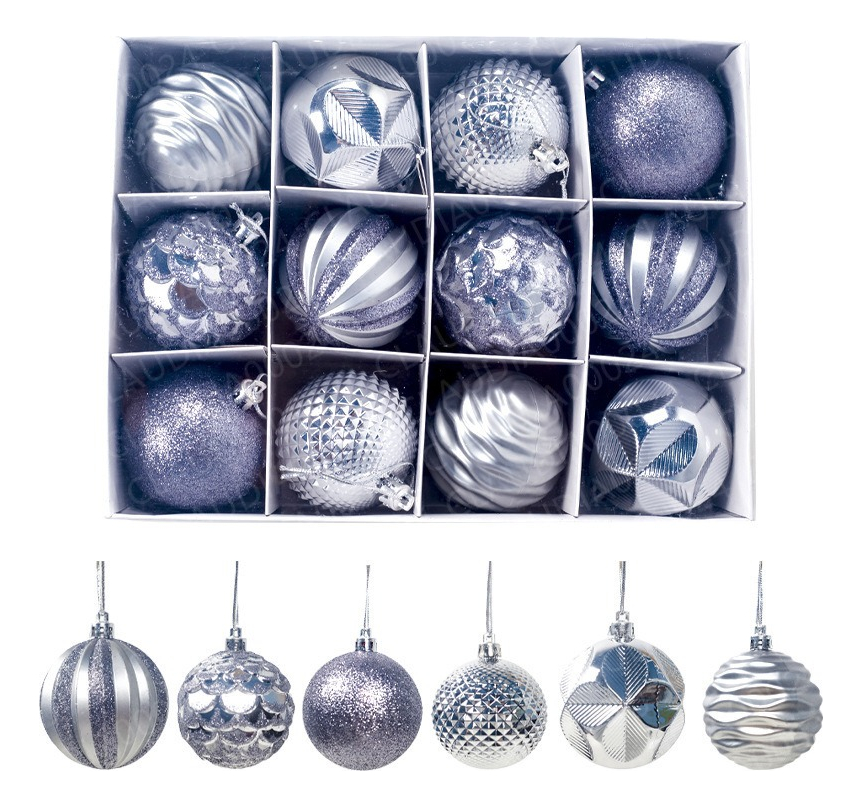 Esferas Navideñas Funbu Plateadas 12 Piezas