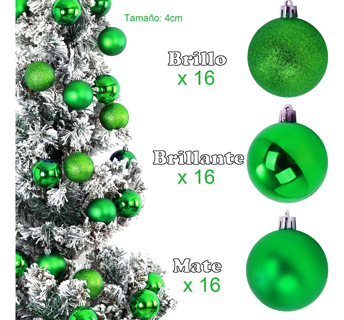 Foto 3 pulgar | Paquete De 48 Esferas Navideñas Decoración Navidad Árbol 4cm, Verde