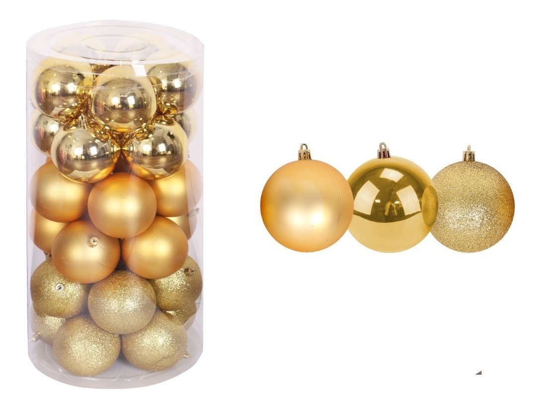 Foto 1 | Esferas De Navidad 30pz Decoración Navideña Árbol, Dorado