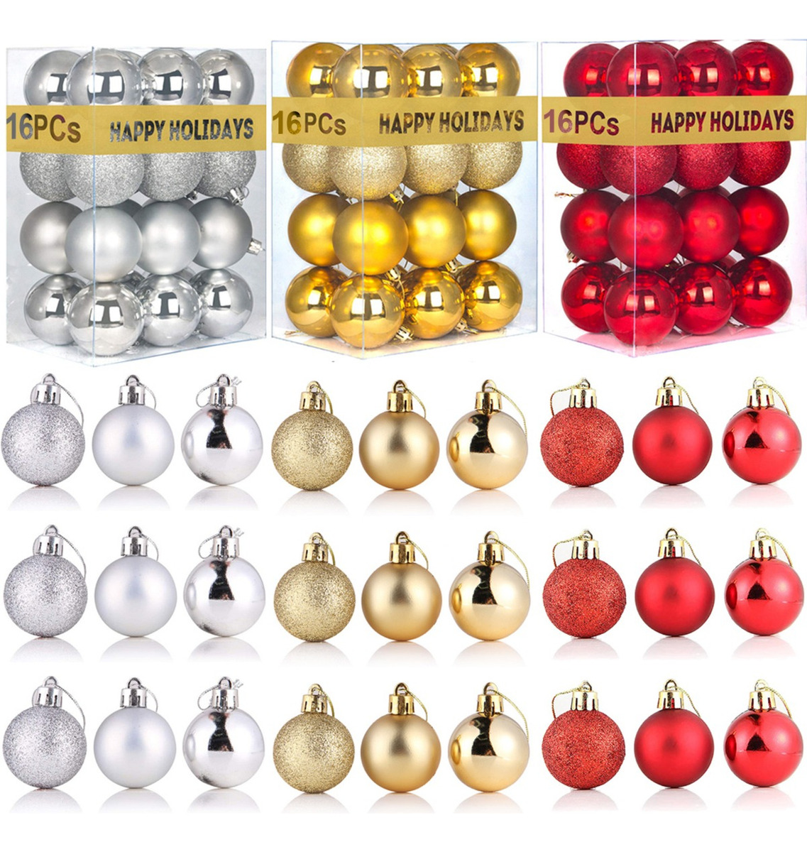Paquete De 48 Esferas Navideñas Decoración Navidad Árbol 4cm, Multicolor