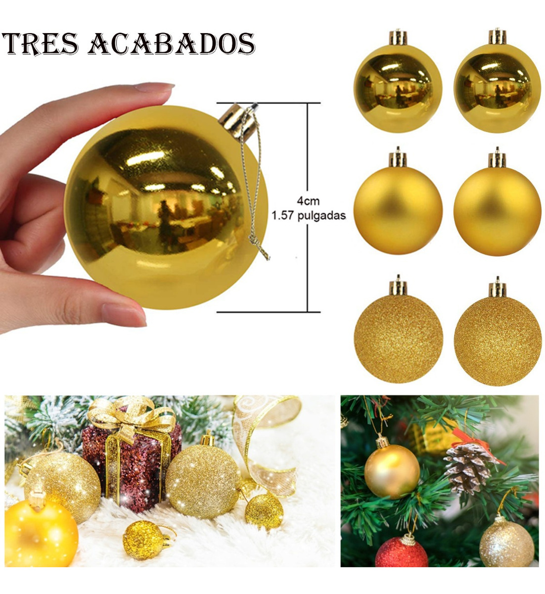 Foto 3 pulgar | Paquete De 48 Esferas Navideñas Decoración Navidad Árbol 4cm, Multicolor