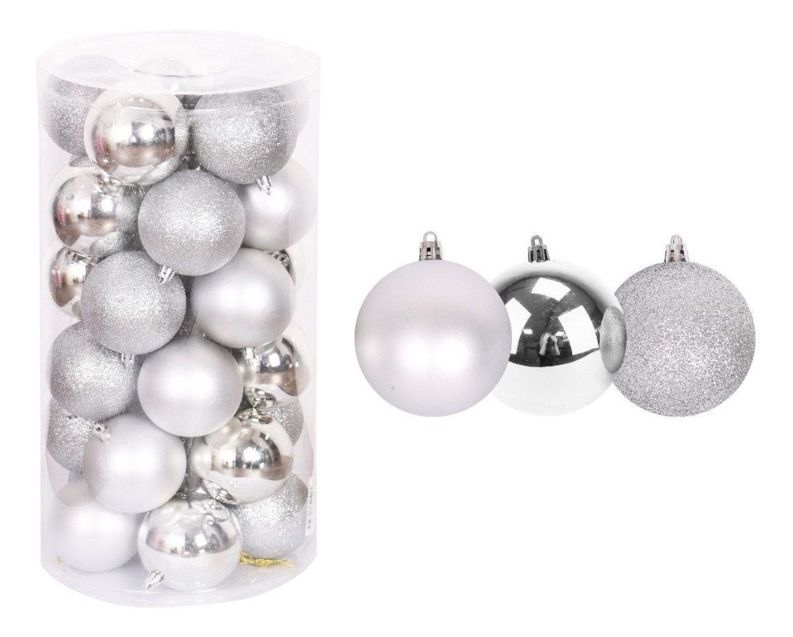 Foto 1 | Esferas De Navidad 30pz Decoración Navideña Árbol, Plateado
