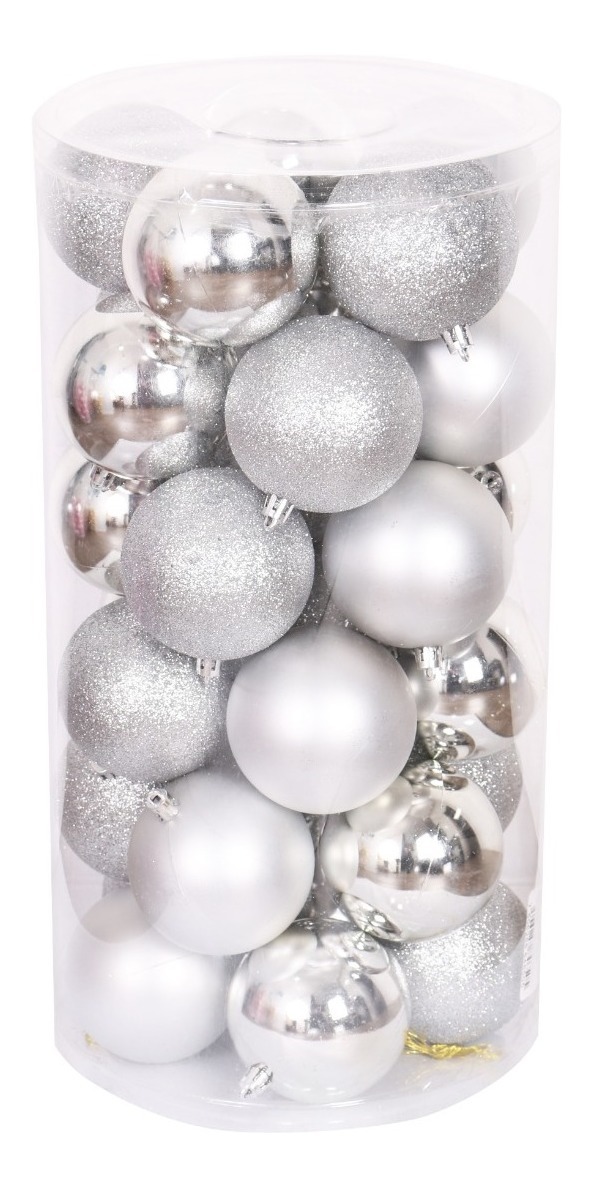 Foto 3 pulgar | Esferas De Navidad 30pz Decoración Navideña Árbol, Plateado