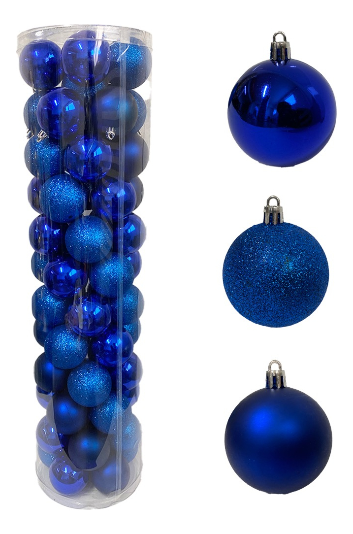 Foto 2 pulgar | Set De 60 Esferas Navideñas Plástico En Tubo N°6, Azul
