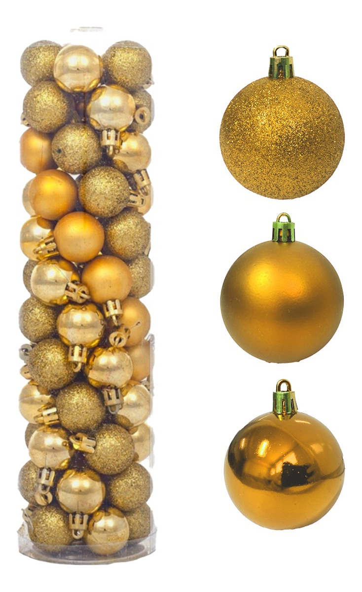 Foto 2 pulgar | Set De 60 Esferas Navideñas Plástico En Tubo N°6, Dorado