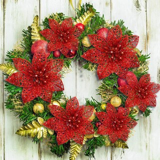 Foto 4 | 40 Piezas Decoración Para Árbol Navidad Flores Artificiales, Rojo