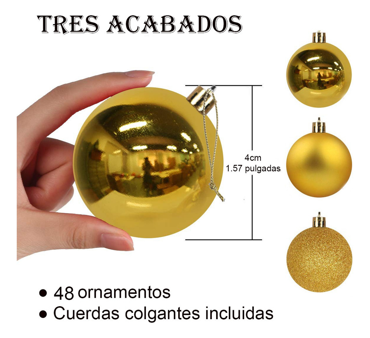 Foto 4 pulgar | Paquete De 48 Esferas Navideñas Decoración Navidad Árbol 4cm, Dorado