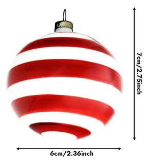 Foto 2 | Esferas De Navidad Caramelo 12pz Decoración Navideña Árbol, Rayas Horizontal Rojas