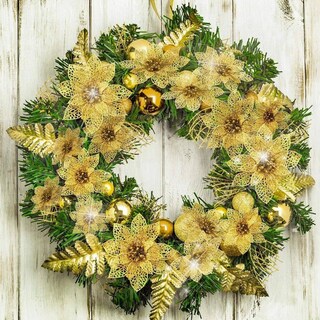 Foto 2 | 40 Piezas Decoración Para Árbol Navidad Flores Artificiales, Dorado