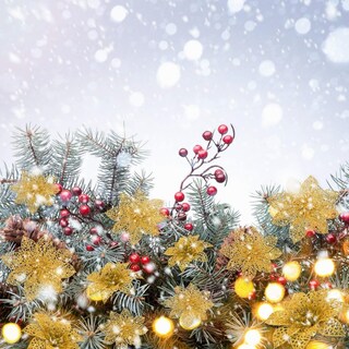 Foto 4 | 40 Piezas Decoración Para Árbol Navidad Flores Artificiales, Dorado