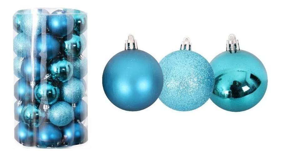 Foto 2 pulgar | Esferas De Navidad 30pz Decoración Navideña Árbol, Azul