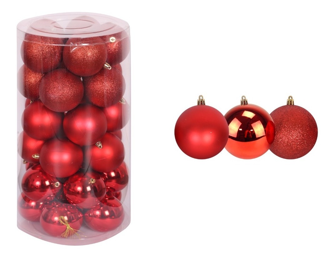 Foto 2 pulgar | Esferas De Navidad 30pz Decoración Navideña Árbol, Rojo