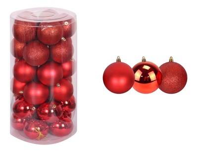 Foto 1 | Esferas De Navidad 30pz Decoración Navideña Árbol, Rojo