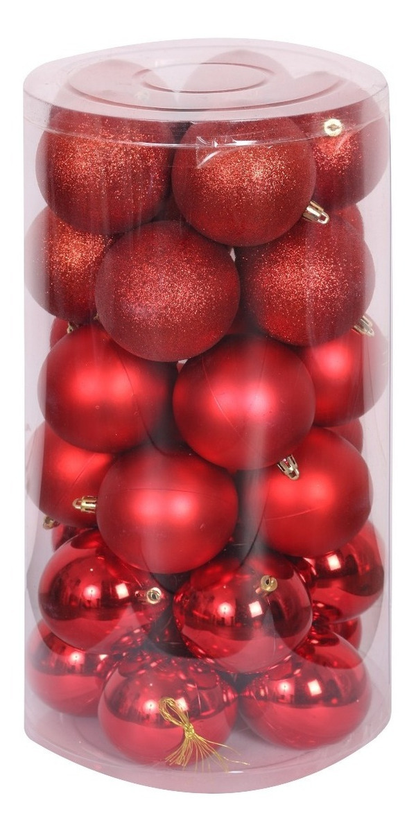 Foto 3 pulgar | Esferas De Navidad 30pz Decoración Navideña Árbol, Rojo