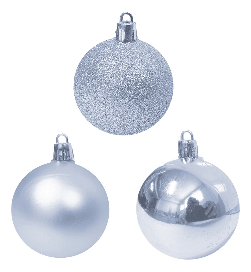 Foto 3 pulgar | Set De 60 Esferas Navideñas Plástico En Tubo N°6, Plata