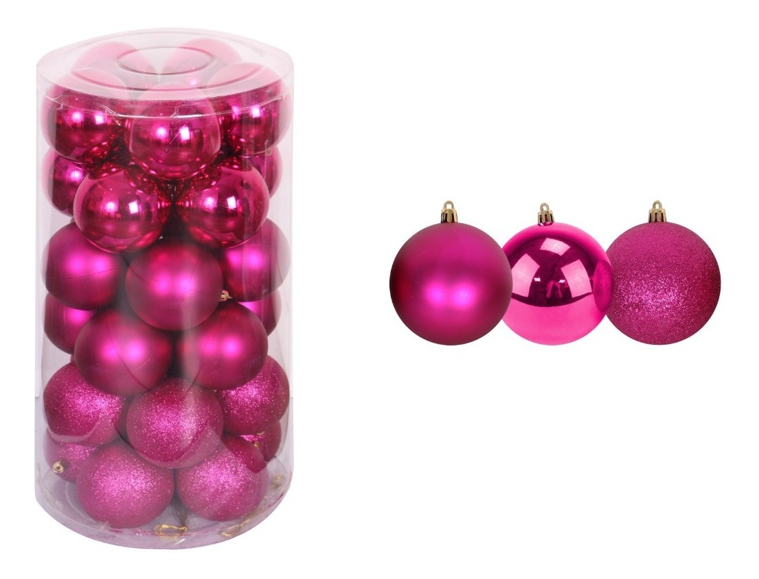 Foto 2 pulgar | Esferas De Navidad 30pz Decoración Navideña Árbol, Rosa