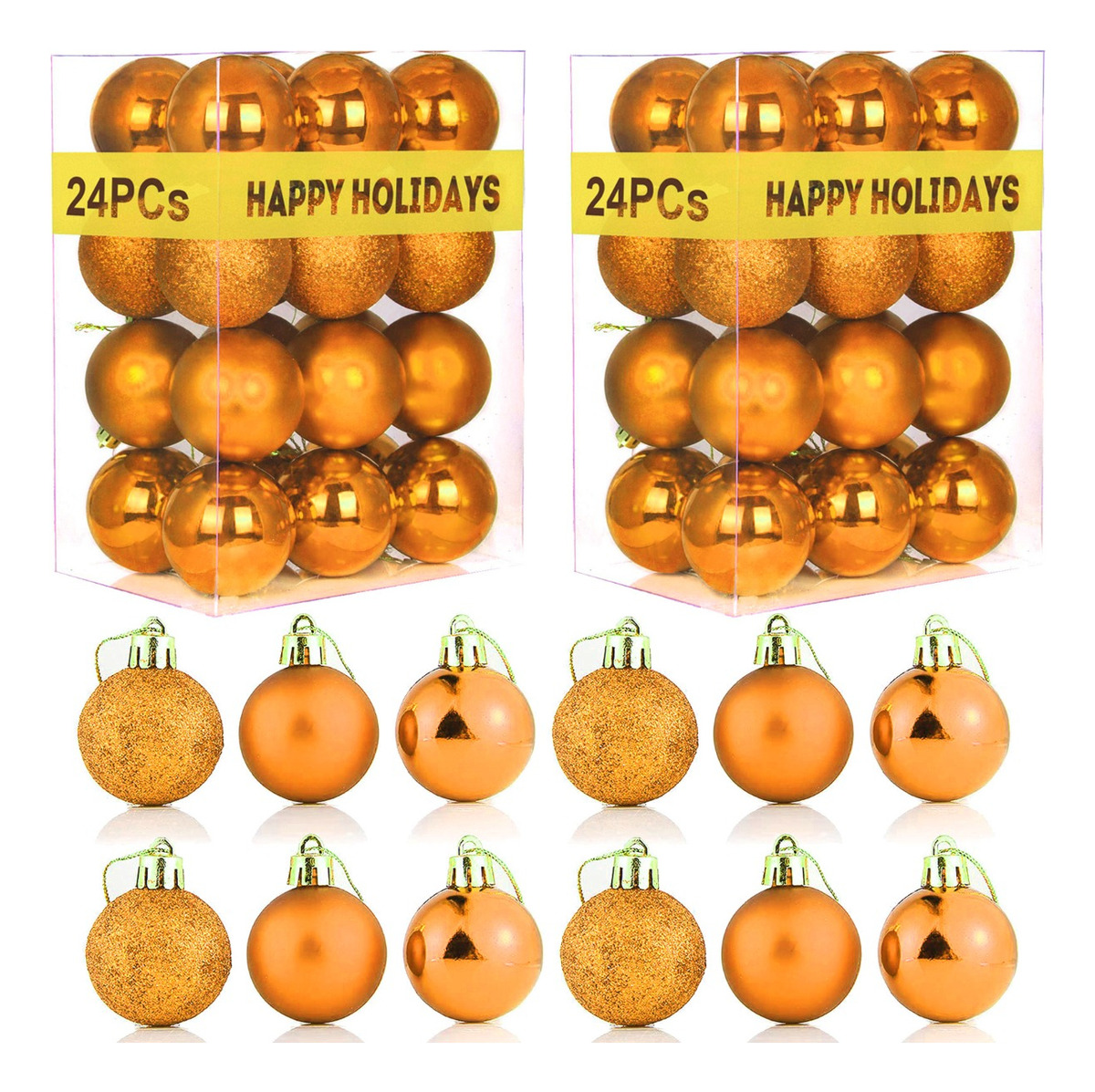Foto 2 pulgar | Paquete De 48 Esferas Navideñas Decoración Navidad Árbol 4cm, Naranja