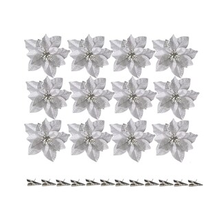 Foto 1 | Flores de Navidad Belug Plateadas 22 cm 12 Piezas