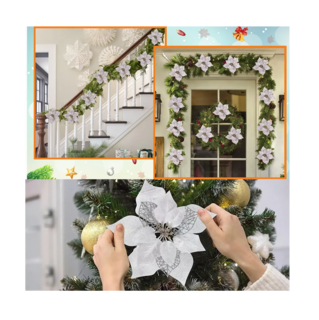 Foto 5 | Flores de Navidad Belug Plateadas 22 cm 12 Piezas