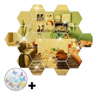 Foto 1 | Pegatinas Decorativas tipo Espejo para Pared 48 Piezas + Mariposas 12 Piezas