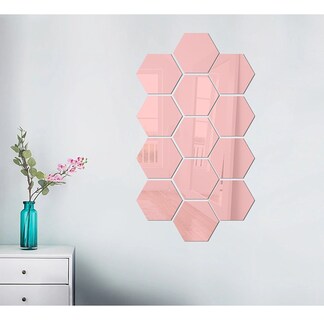 Foto 2 | Pegatinas Decorativas tipo Espejo para Pared 48 Piezas + Mariposas 12 Piezas Rosas