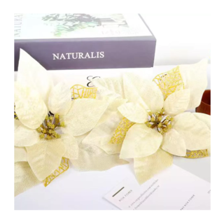 Foto 5 | Flores Noche Buenas Navideñas Artificiales 12 Pcs, Dorado