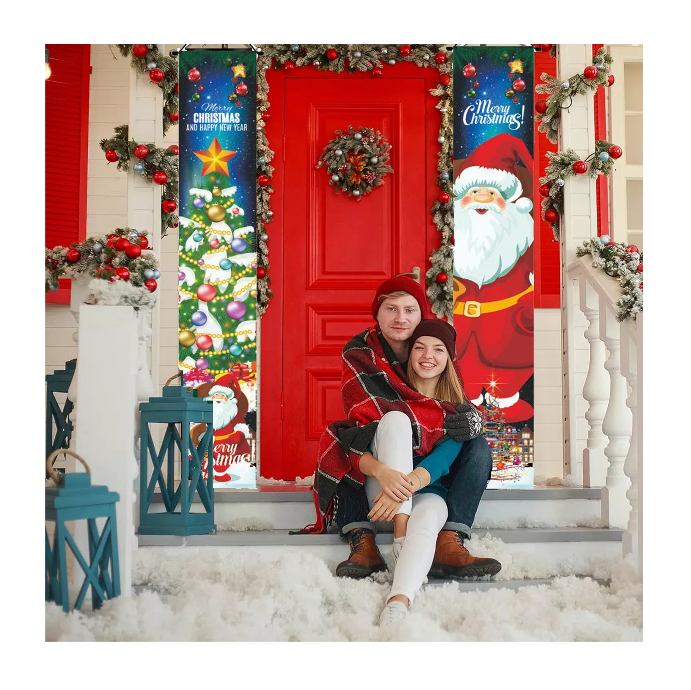 Foto 4 | Banner De Celebración De Papá Noel De Decoración Navideña, Combinacion De Colores