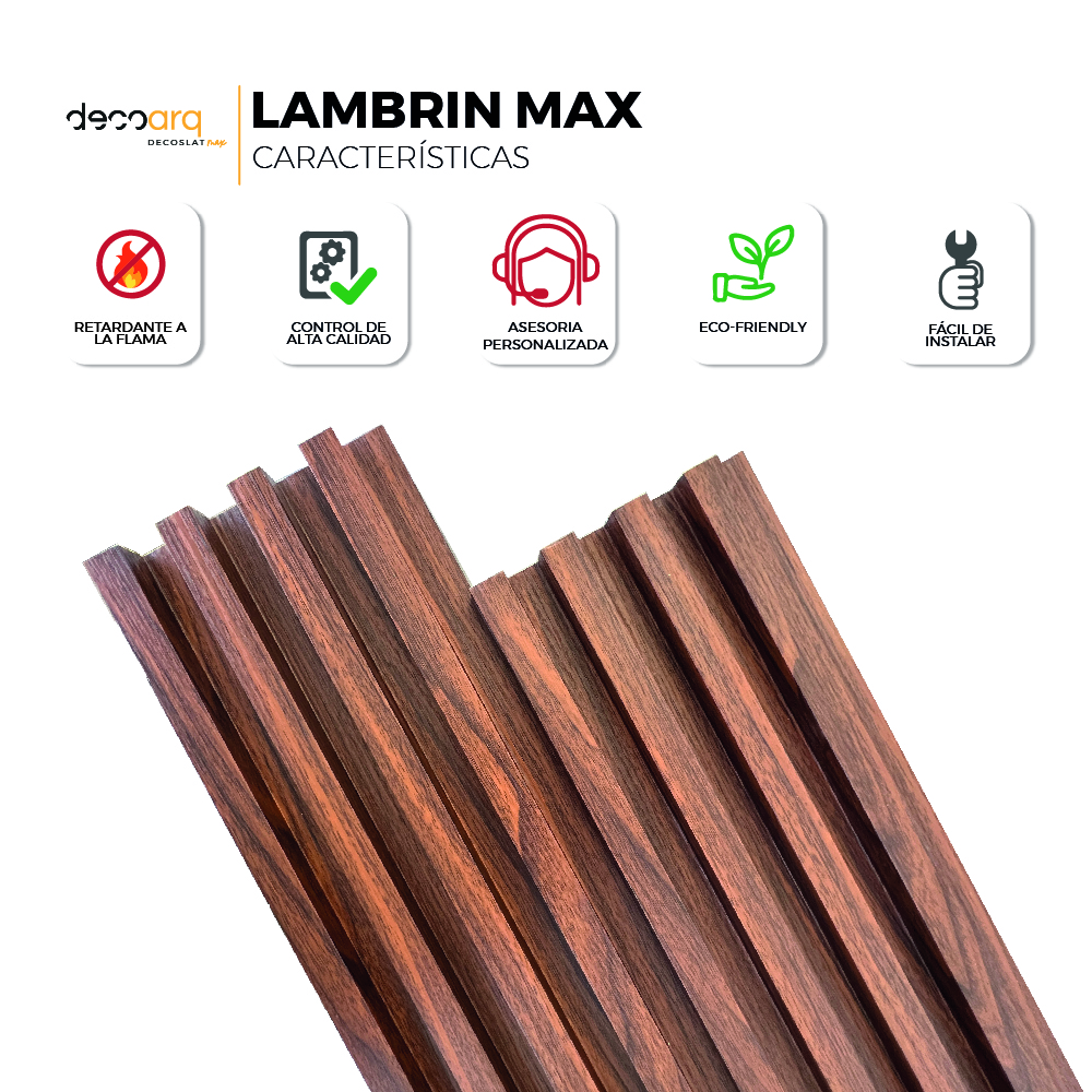 Foto 4 pulgar | Lambrin Max Chocolate Tipo Madera Para Muro 6pz 280x16.8cm