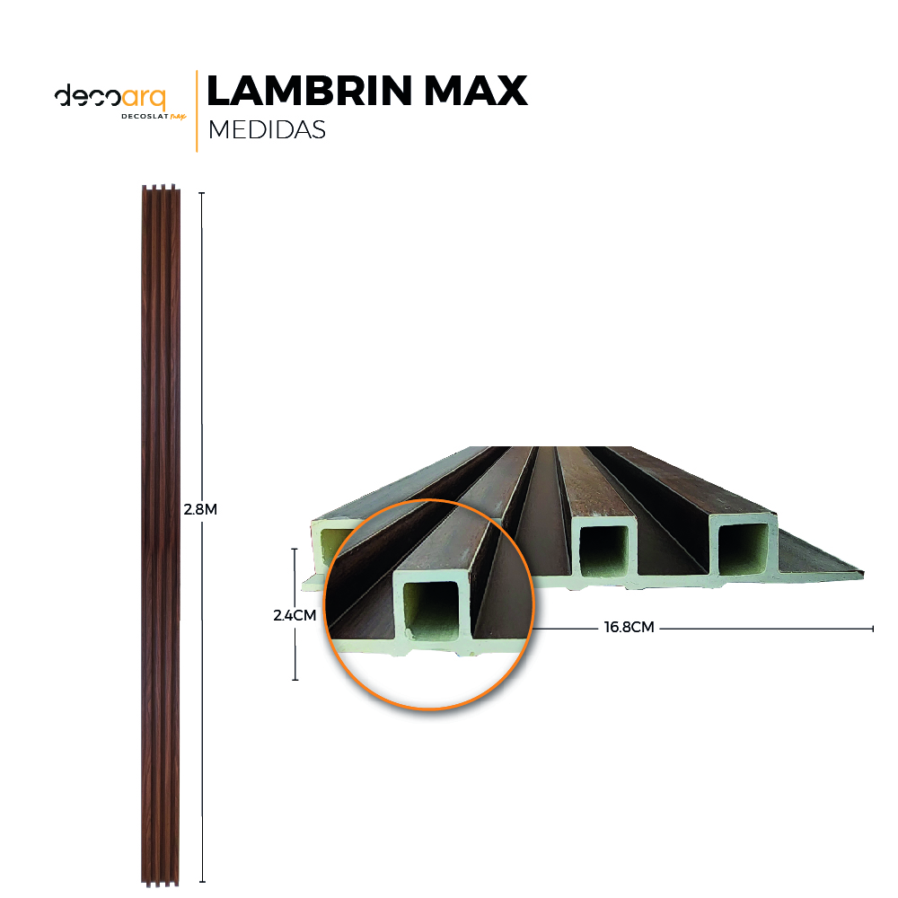 Foto 6 pulgar | Lambrin Max Chocolate Tipo Madera Para Muro 6pz 280x16.8cm