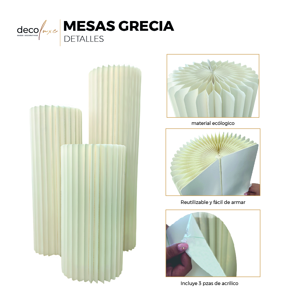 Foto 3 pulgar | Set De 3 Mesas Grecia Decorativas De Diferentes Tamaños Para Fiesta