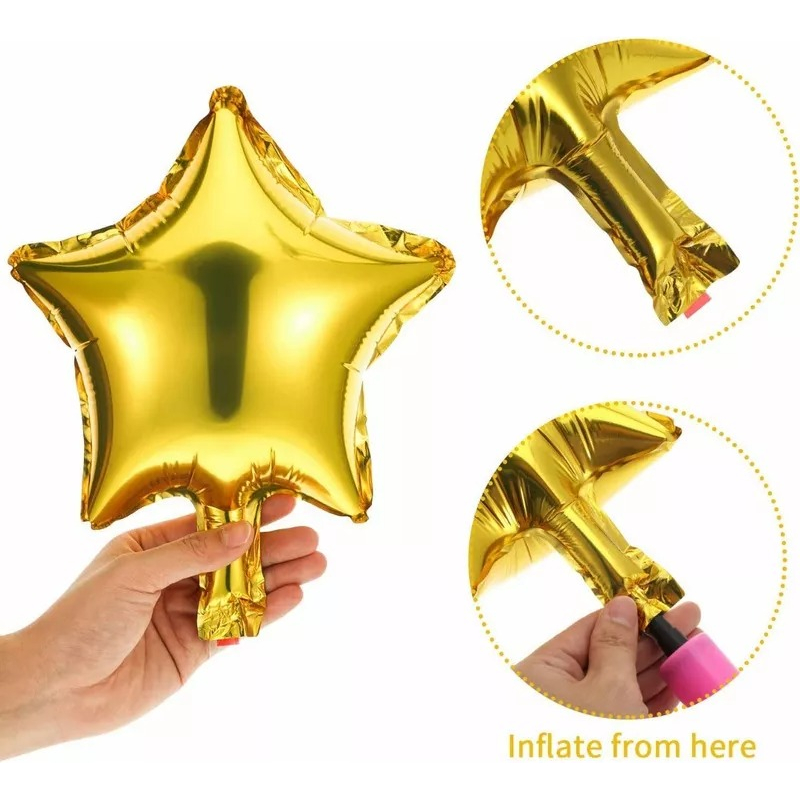 Foto 4 pulgar | 50 Globos Metálicos de Estrellas Negros
