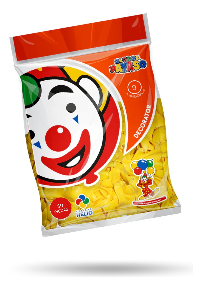 Bolsa De Globos Payaso 50pz Elige Color Para Fiesta Latex #9 Amarillo