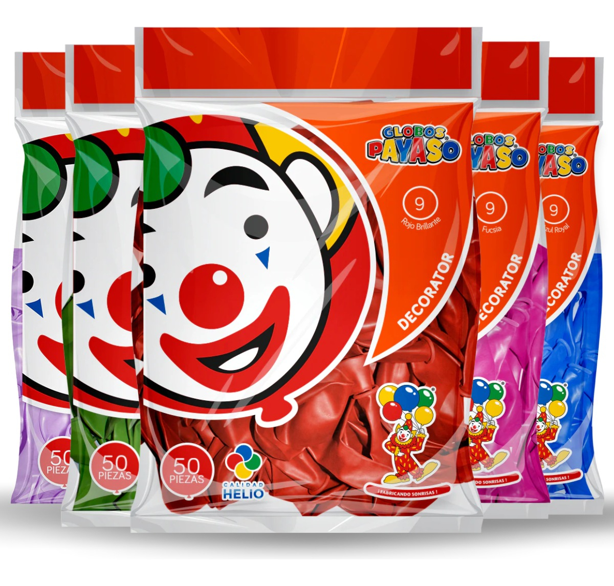 Foto 2 | Bolsa De Globos Payaso 50pz Elige Color Para Fiesta Latex #9 Amarillo